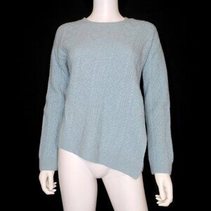 Pringle of Scotland Blue Sweater Asymmetrical Hem Cashmere Cable Knit Women's XS